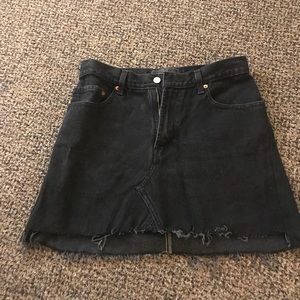 High waisted denim skirt